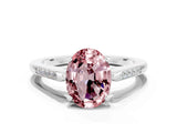 White gold Oval Cut Cut Channel Set Solitaire Engagement Ring with Four-Prong Setting