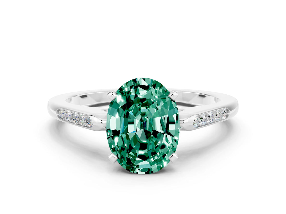 White gold Oval Cut Cut Channel Set Solitaire Engagement Ring with Four-Prong Setting_7