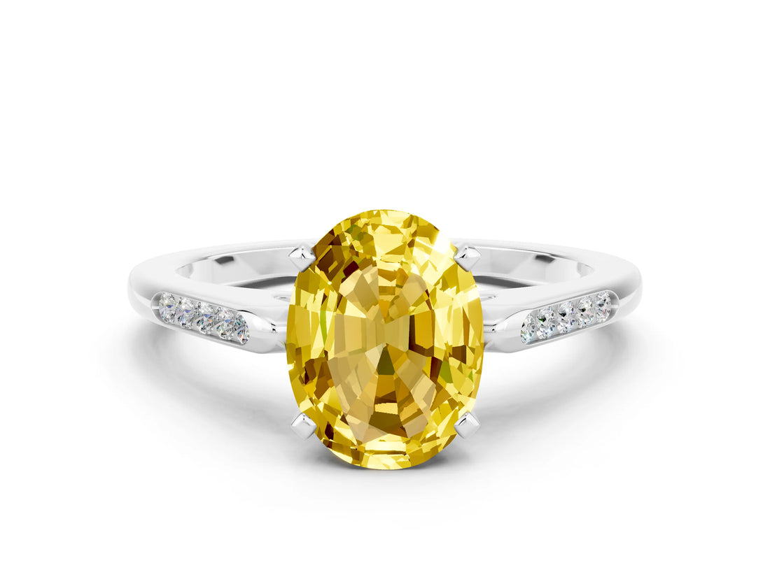 White gold Oval Cut Cut Channel Set Solitaire Engagement Ring with Four-Prong Setting_8