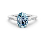 White gold Oval Cut Cut Channel Set Solitaire Engagement Ring with Four-Prong Setting