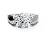 White gold Oval Cut Cut Diamond Channel Set Solitaire Ring with Four-Prong Setting_153