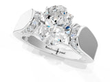 White gold Oval Cut Cut Diamond Channel Set Solitaire Ring with Four-Prong Setting_154