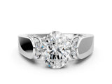 White gold Oval Cut Cut Diamond Channel Set Solitaire Ring with Four-Prong Setting_447
