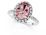 White gold Oval Cut Cut Diamond Floral Halo Engagement Ring with Pavé Band and Prong Setting_1