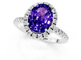 White gold Oval Cut Cut Diamond Floral Halo Engagement Ring with Pavé Band and Prong Setting_1
