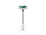 White gold Oval Cut Cut Diamond Floral Halo Engagement Ring with Pavé Band and Prong Setting_2