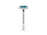 White gold Oval Cut Cut Diamond Floral Halo Engagement Ring with Pavé Band and Prong Setting_2