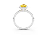 White gold Oval Cut Cut Diamond Floral Halo Engagement Ring with Pavé Band and Prong Setting_3