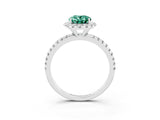White gold Oval Cut Cut Diamond Floral Halo Engagement Ring with Pavé Band and Prong Setting_3