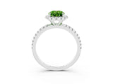 White gold Oval Cut Cut Diamond Floral Halo Engagement Ring with Pavé Band and Prong Setting_3