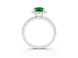 White gold Oval Cut Cut Diamond Floral Halo Engagement Ring with Pavé Band and Prong Setting_3