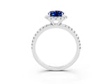 White gold Oval Cut Cut Diamond Floral Halo Engagement Ring with Pavé Band and Prong Setting_3