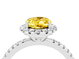 White gold Oval Cut Cut Diamond Floral Halo Engagement Ring with Pavé Band and Prong Setting_4