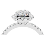 White gold Oval Cut Cut Diamond Floral Halo Engagement Ring with Pavé Band and Prong Setting_4