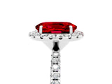 White gold Oval Cut Cut Diamond Floral Halo Engagement Ring with Pavé Band and Prong Setting_5