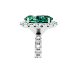White gold Oval Cut Cut Diamond Floral Halo Engagement Ring with Pavé Band and Prong Setting_5