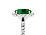 White gold Oval Cut Cut Diamond Floral Halo Engagement Ring with Pavé Band and Prong Setting_5