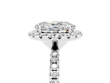 White gold Oval Cut Cut Diamond Floral Halo Engagement Ring with Pavé Band and Prong Setting_5