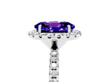 White gold Oval Cut Cut Diamond Floral Halo Engagement Ring with Pavé Band and Prong Setting_5