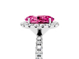 White gold Oval Cut Cut Diamond Floral Halo Engagement Ring with Pavé Band and Prong Setting_5