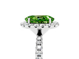 White gold Oval Cut Cut Diamond Floral Halo Engagement Ring with Pavé Band and Prong Setting_5