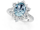 White gold Oval Cut Cut Diamond Floral Halo Pave Band with Prong Setting_1
