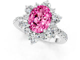 White gold Oval Cut Cut Diamond Floral Halo Pave Band with Prong Setting_1