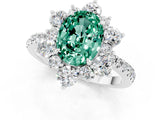White gold Oval Cut Cut Diamond Floral Halo Pave Band with Prong Setting_1