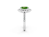 White gold Oval Cut Cut Diamond Floral Halo Pave Band with Prong Setting_2