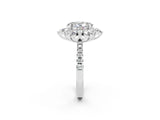 White gold Oval Cut Cut Diamond Floral Halo Pave Band with Prong Setting_2