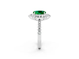 White gold Oval Cut Cut Diamond Floral Halo Pave Band with Prong Setting_2