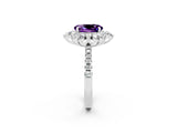 White gold Oval Cut Cut Diamond Floral Halo Pave Band with Prong Setting_2
