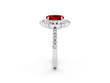 White gold Oval Cut Cut Diamond Floral Halo Pave Band with Prong Setting_2