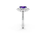 White gold Oval Cut Cut Diamond Floral Halo Pave Band with Prong Setting_2