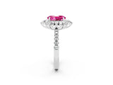 White gold Oval Cut Cut Diamond Floral Halo Pave Band with Prong Setting_2
