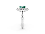 White gold Oval Cut Cut Diamond Floral Halo Pave Band with Prong Setting_2