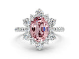 White gold Oval Cut Cut Diamond Floral Halo Pave Band with Prong Setting