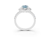 White gold Oval Cut Cut Diamond Floral Halo Pave Band with Prong Setting_3