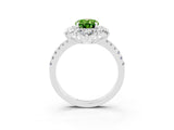 White gold Oval Cut Cut Diamond Floral Halo Pave Band with Prong Setting_3