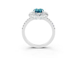 White gold Oval Cut Cut Diamond Floral Halo Pave Band with Prong Setting_3