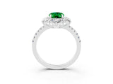 White gold Oval Cut Cut Diamond Floral Halo Pave Band with Prong Setting_3