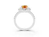 White gold Oval Cut Cut Diamond Floral Halo Pave Band with Prong Setting_3