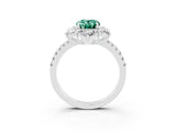 White gold Oval Cut Cut Diamond Floral Halo Pave Band with Prong Setting_3