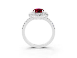 White gold Oval Cut Cut Diamond Floral Halo Pave Band with Prong Setting_3
