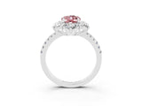 White gold Oval Cut Cut Diamond Floral Halo Pave Band with Prong Setting_3