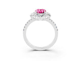 White gold Oval Cut Cut Diamond Floral Halo Pave Band with Prong Setting_3