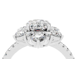 White gold Oval Cut Cut Diamond Floral Halo Pave Band with Prong Setting_4