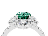 White gold Oval Cut Cut Diamond Floral Halo Pave Band with Prong Setting_4