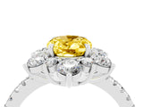 White gold Oval Cut Cut Diamond Floral Halo Pave Band with Prong Setting_4