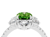 White gold Oval Cut Cut Diamond Floral Halo Pave Band with Prong Setting_4